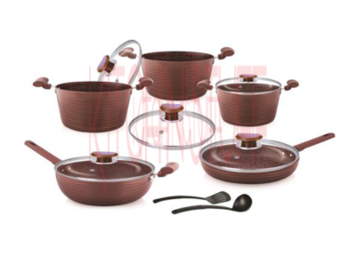 Cookware Set 12 Pcs Dlx Chocolate